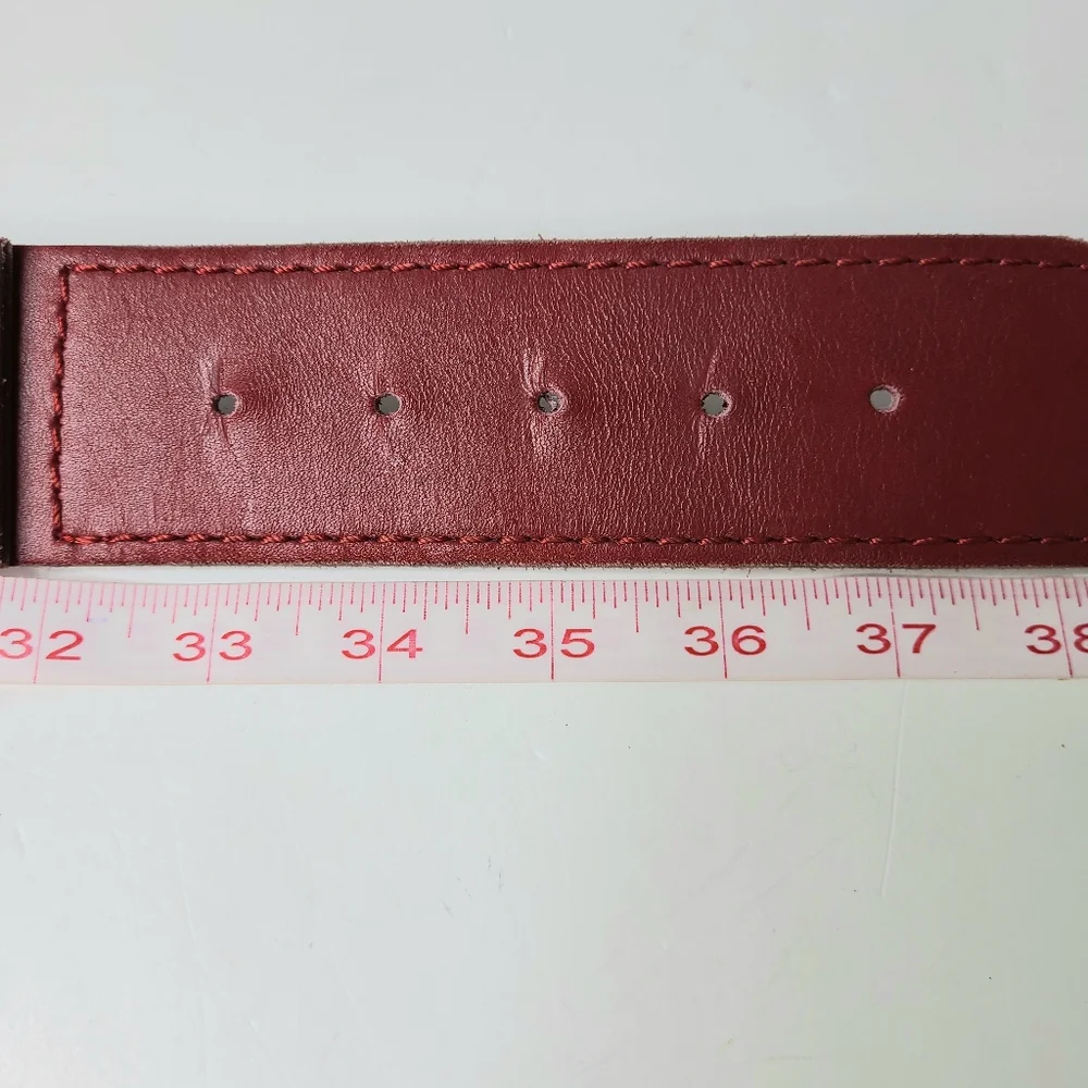 Vera Neumann Red White Graphic Wide Genuine Leather Vintage Belt